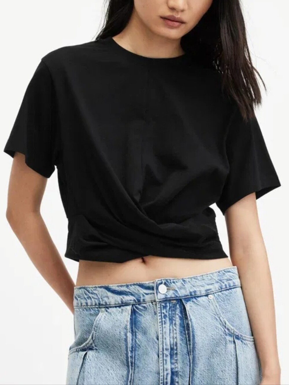All Saint Mallison Cropped Crossover T-Shirt, Size 2